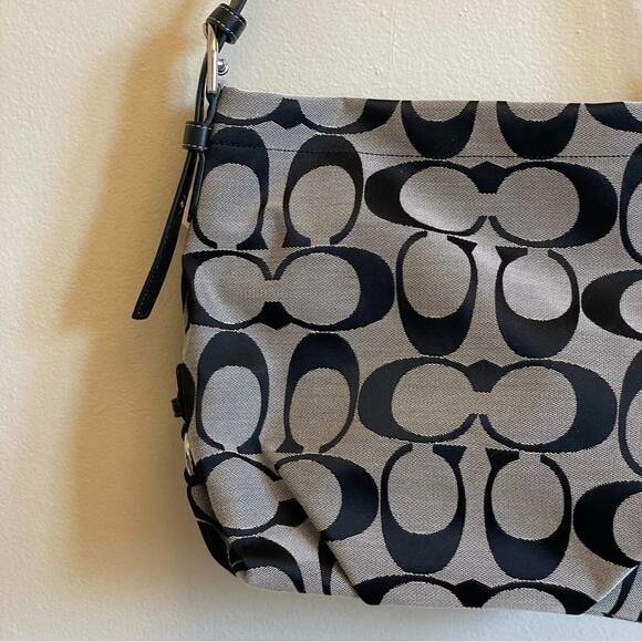 Coach NWT shoulder bag purse black silver tote preppy logo academia - Picture 2 of 10